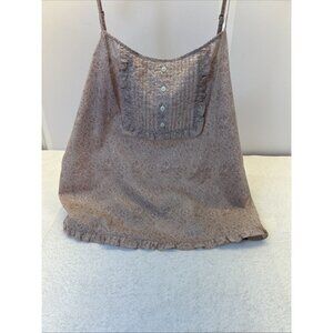 Talbots Haven Well Within 100% Cotton Mauve/Cream Ruffle Camisole SZ XL New